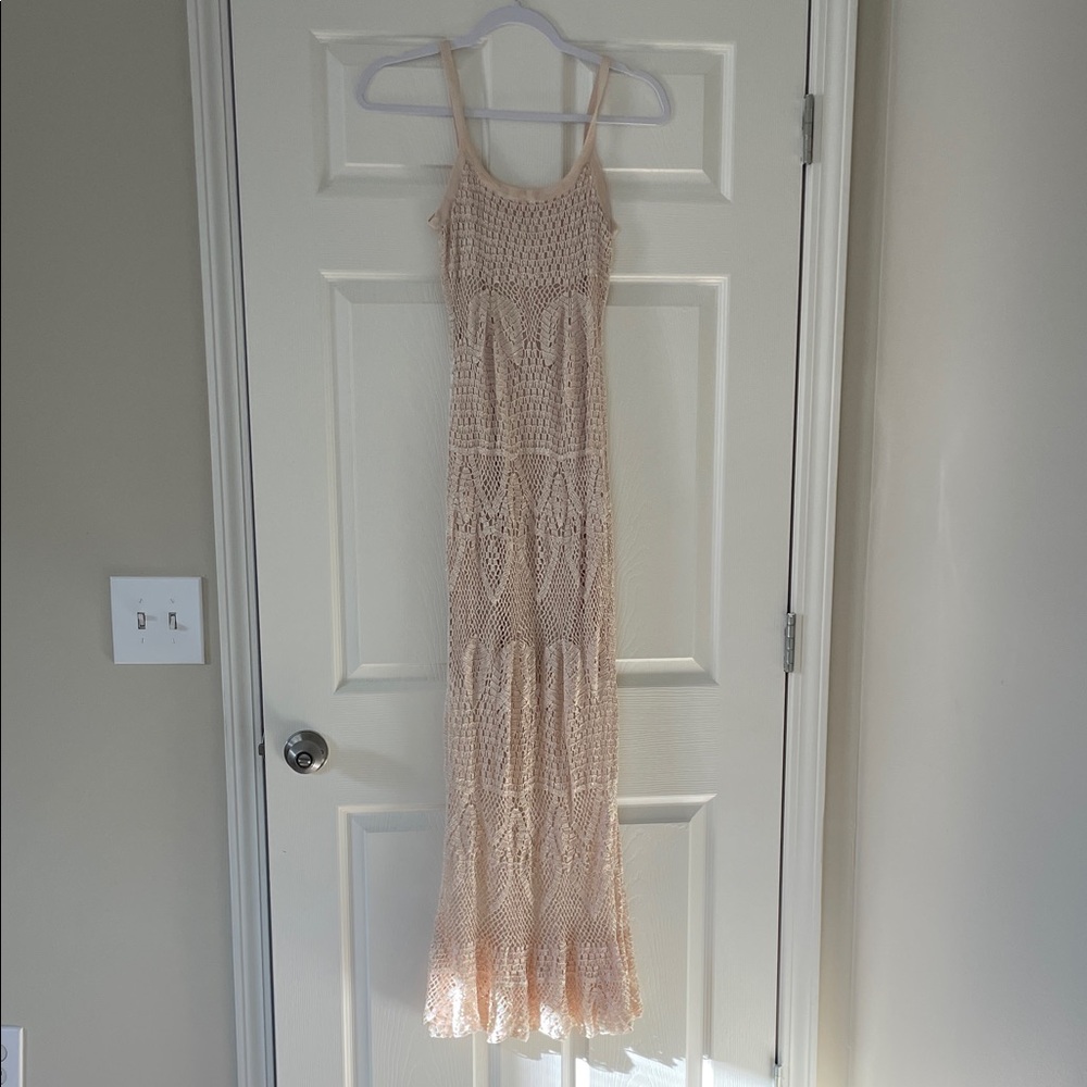 Haute Hippie Beige Crochet Maxi Dress